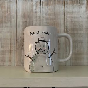 Rae Dunn snowman mug cup holiday seasonal with pink‎ inside NWT